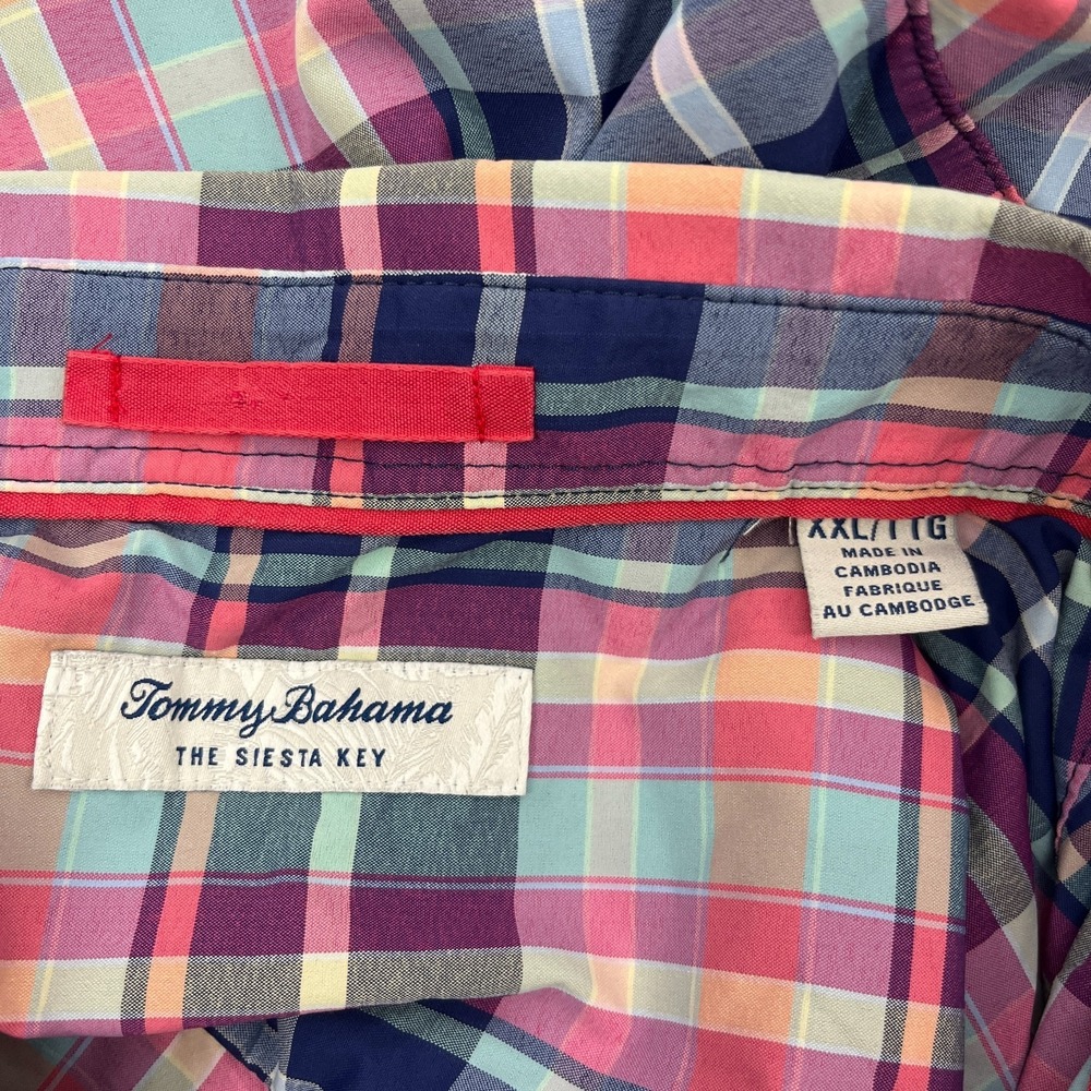Tommy Bahama Performance Shirt Siesta Key Melbourne Madras Plaid Mens 2X - Picture 11 of 15